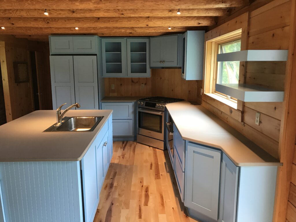 Log home kitchen remodel view 3 Hartland, Vermont.
